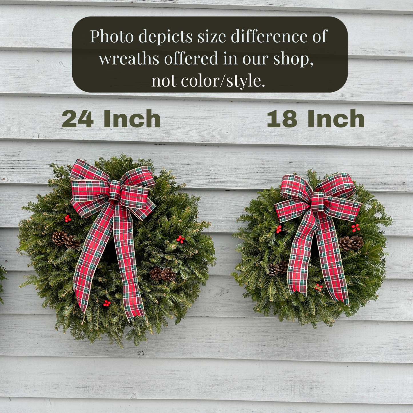 Fresh Balsam Wreath with White Buffalo Plaid Bow