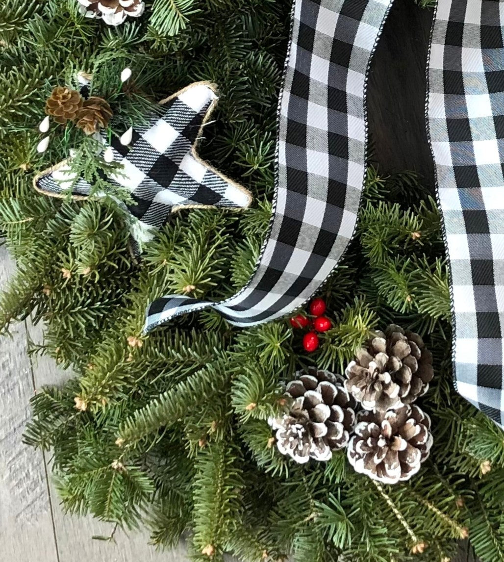 Fresh Balsam White Buffalo Plaid Wreath