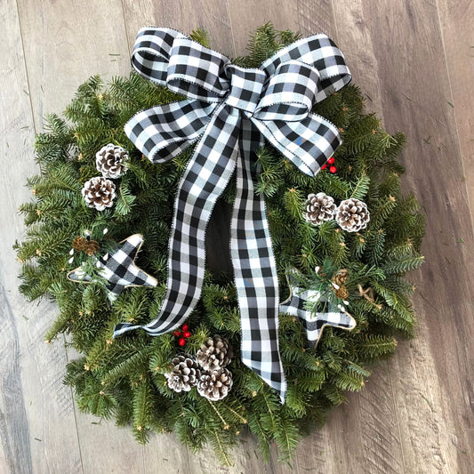 Fresh Balsam White Buffalo Plaid Wreath