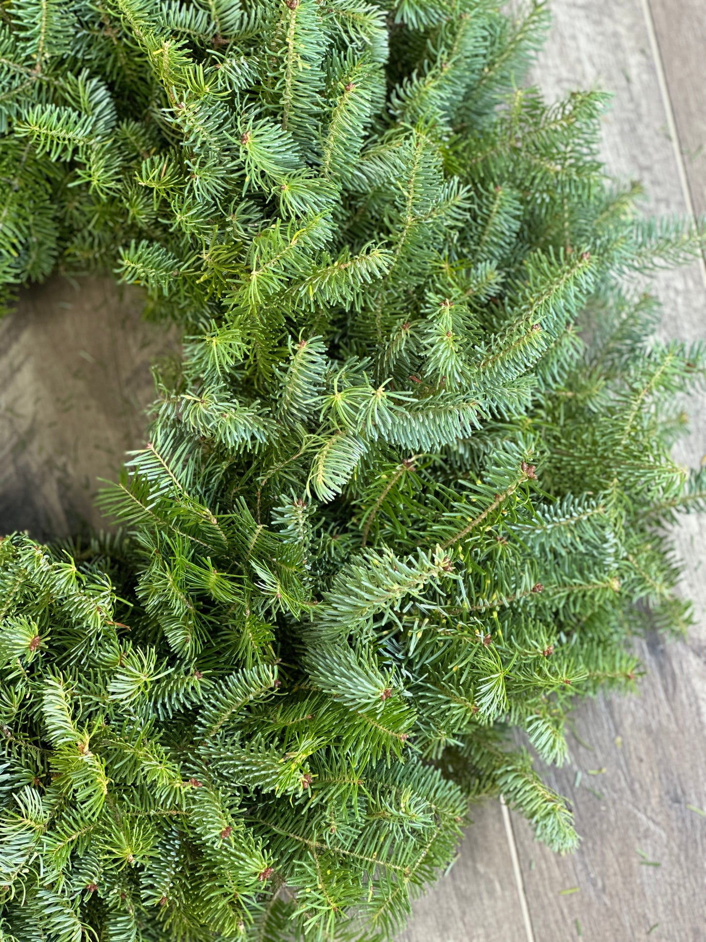 Fresh Balsam Wreath with White Buffalo Plaid Bow