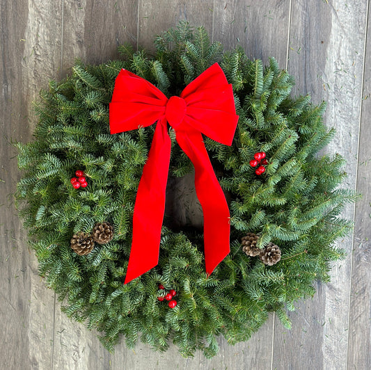 Fresh Balsam Wreath - Red Velvet Classic