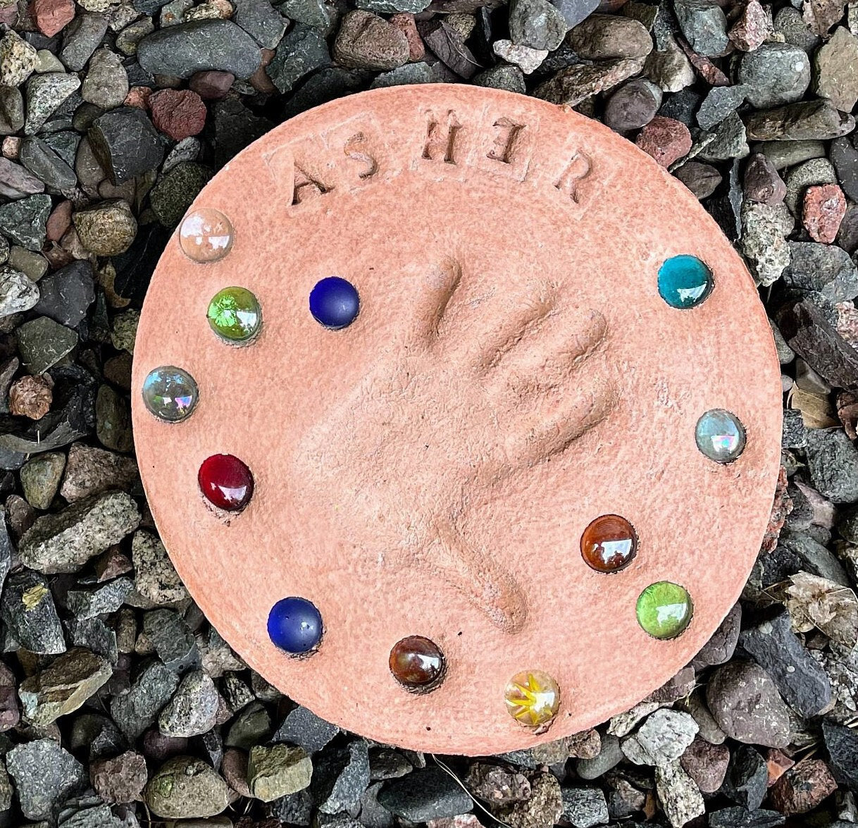Orange round stepping stone