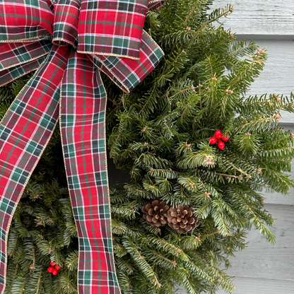 Fresh Balsam Wreath with Henry Plaid Bow