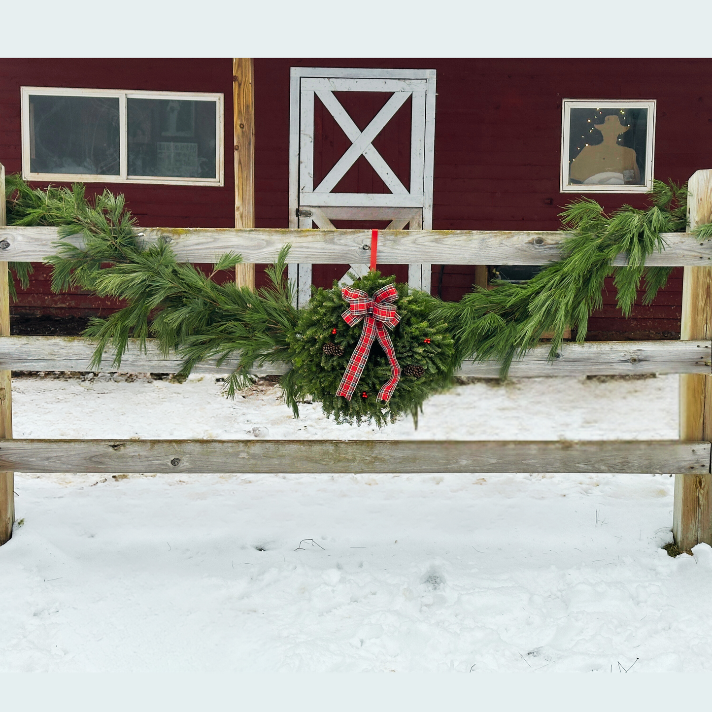 Fresh Balsam Wreath with Henry Plaid Bow