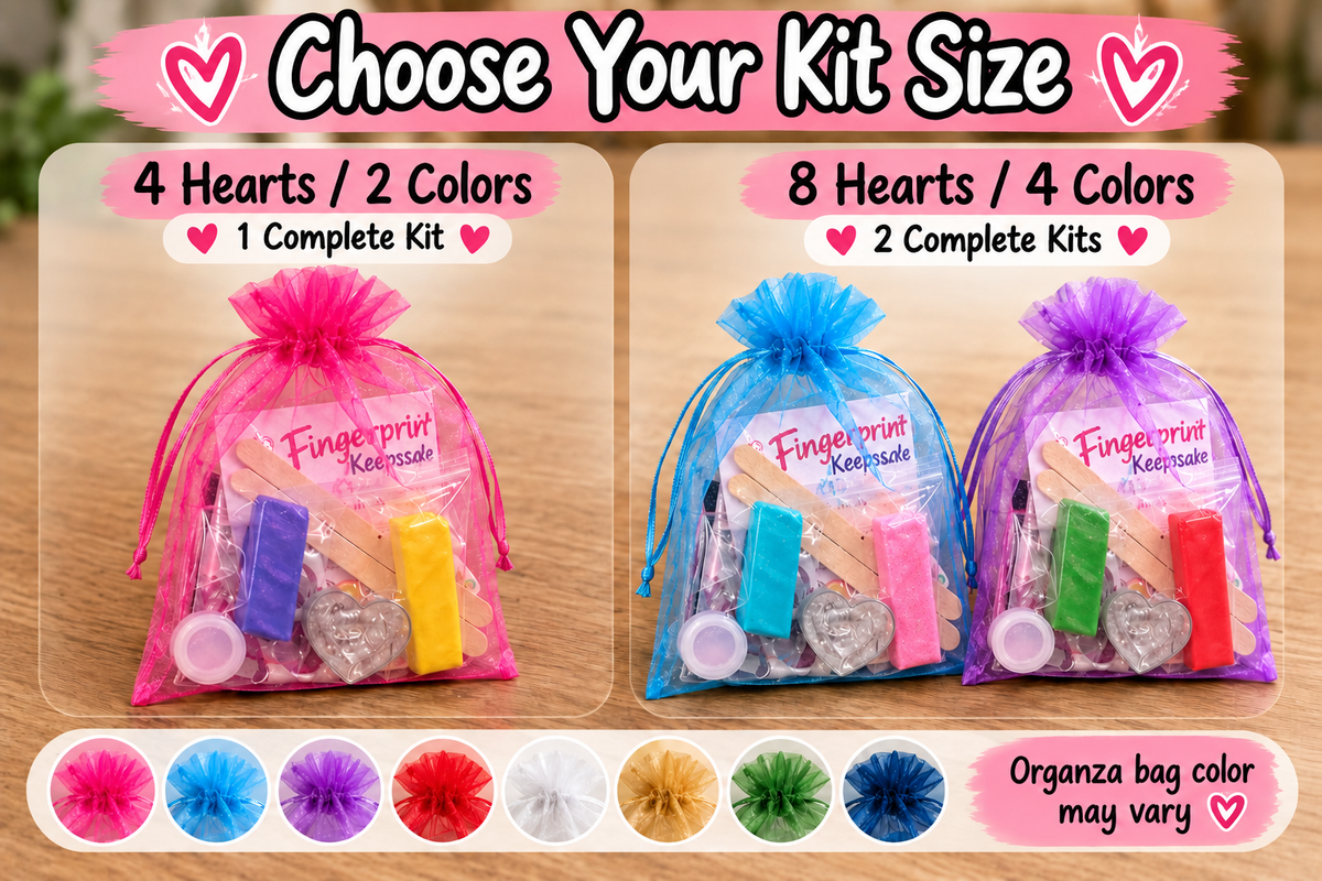 Fingerprint Heart Keepsake Kit – DIY Kids Clay Magnet Craft