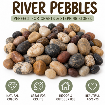 Natural River Pebbles for Crafts, Stepping Stones & Décor
