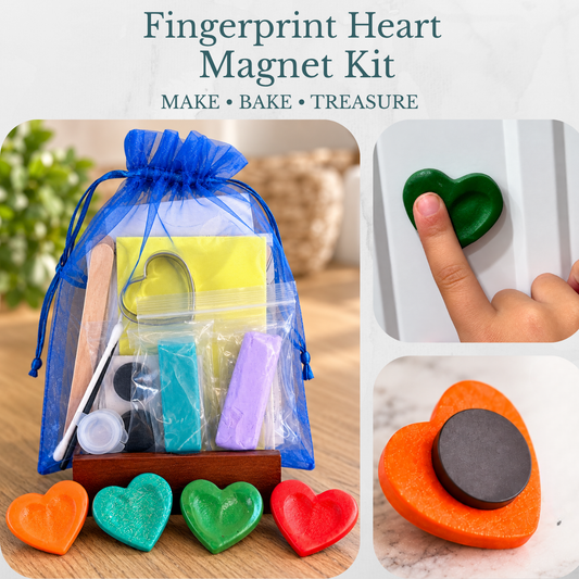 Fingerprint Heart Keepsake Kit – DIY Kids Clay Magnet Craft