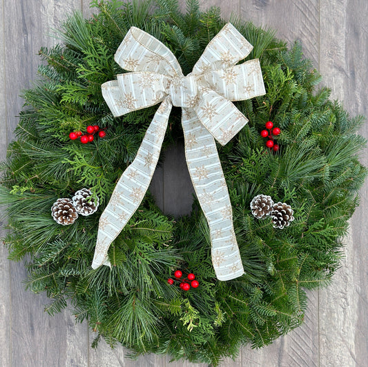 Fresh Mixed Pine Wreath - Gold
