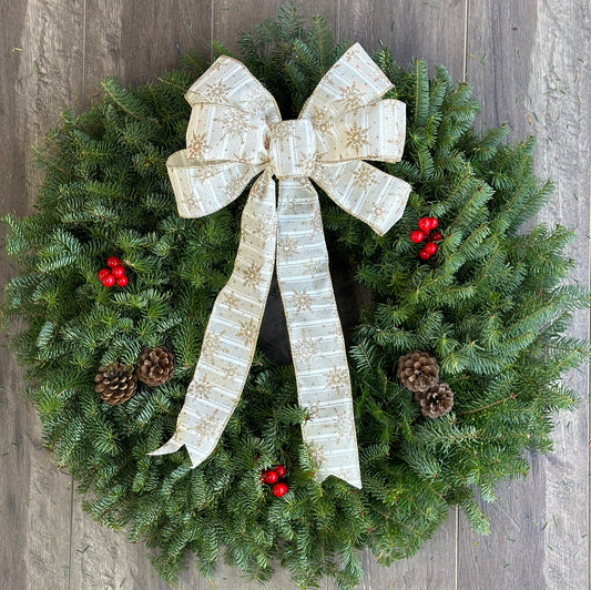 Fresh Balsam Wreath with Gold Bow